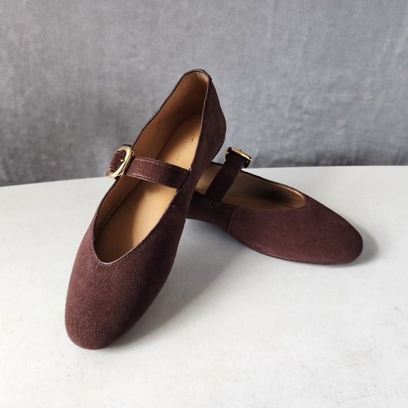 Madewell Shoes - Madewell Mary Jane Flats Womens Size 7 Remy Brown Suede Leather Buckle Shoes